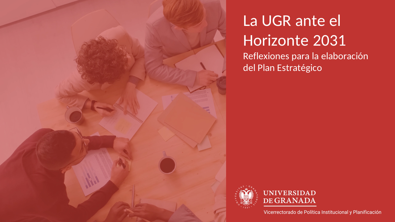 Cartel del ciclo de conferencias, debates y mesas redondas "La UGR ante el Horizonte 2031"